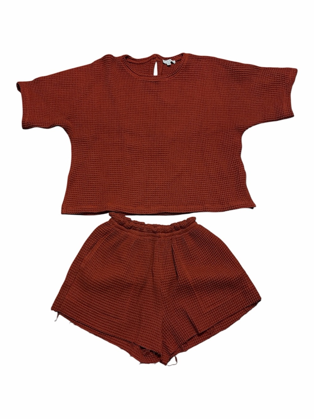 Miou Muse Brick Red Waffle Knit 2 Pc Set New Without Tags M - Picture 3 of 11